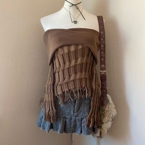 Brown Fringe Sweater